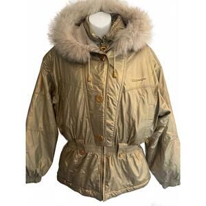 Slazenger Y2K Metallic Puffer Jacket 95 Faux Fur Hood Korea